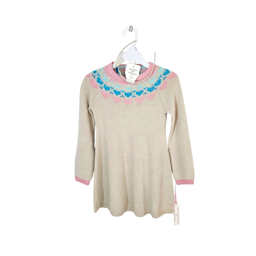 NWT Cupcakes & Cashmere Heart Fair Isle Knit Sweater Dress & Headband